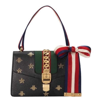 Gucci Sylvie Bee Star Small Shoulder Bag In Black