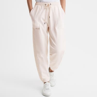 Cream Maja Woven Cotton Blend Joggers