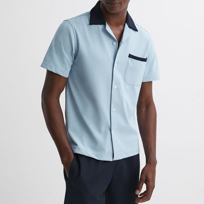 Soft Blue Troon Contrast Collar Shirt