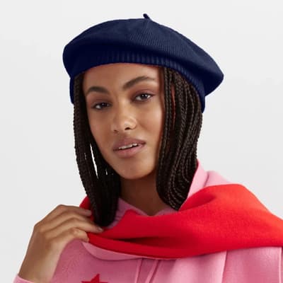 Navy Wool-cashmere Beret