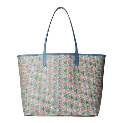 Blue Monogram Coated Large Tote Bag