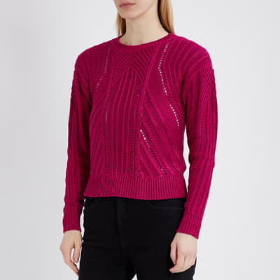 Pink Textured Cotton Blend Jumper