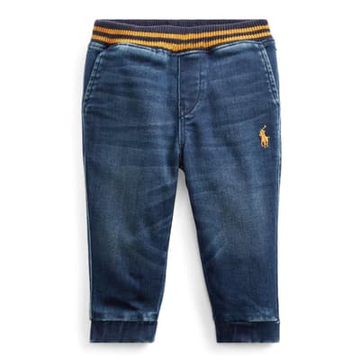 Baby Boy's Blue Denim Cotton Blend Joggers