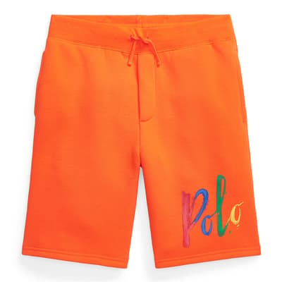 Older Boy's Orange Cotton Blend Fleece Shorts