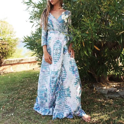 Aqua Pink Snake Maxi Dress (Long)