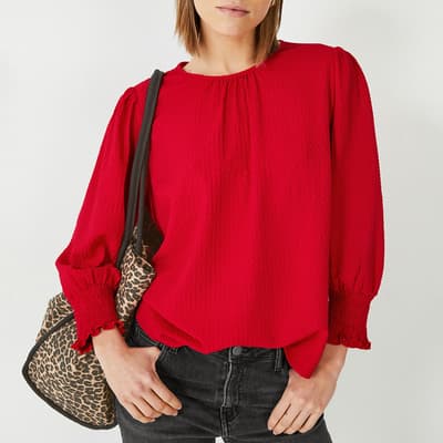 Red Rosan Shirred Top