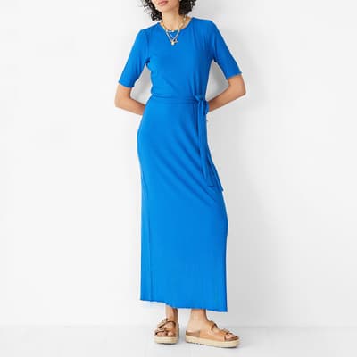 Blue Alice Ribbed Jersey Dress 