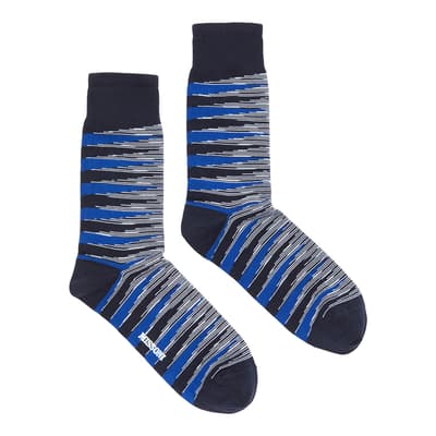 Men's TOMMY HILFIGER Blue Striped 73% COTTON Dress Socks. 4 Pack. $36 MSRP