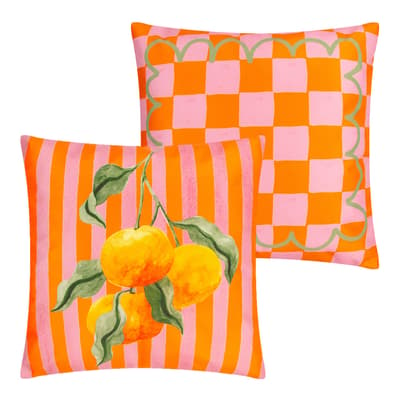 Oranges 43x43cm Reversible Outdoor Cushion, Orange