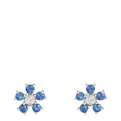 Silver "Clematis" Sapphire Earrings