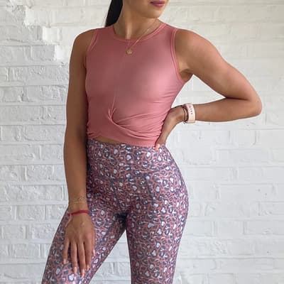 Pink Hurdle Twist Front Gym Top