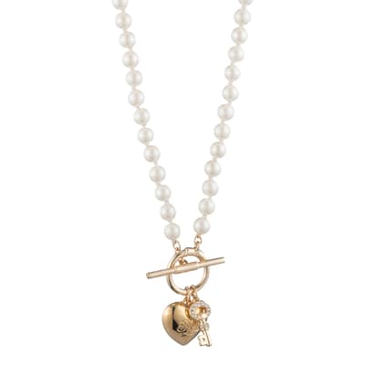 Gold and Pearl LRL Heart Pendant