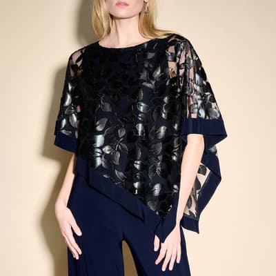 Navy Asymmetrical Layered Blouse