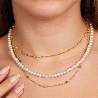 Gold Pearl Layered Necklace