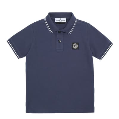 Navy Pique Cotton Blend Polo Shirt