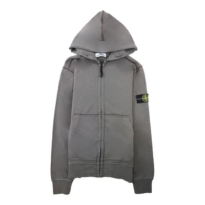 Khaki Cotton Fleece Zipped Hoodie