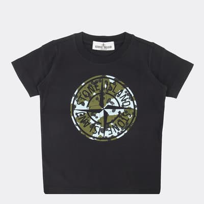 Black Underwater Camo One Print Cotton T-Shirt