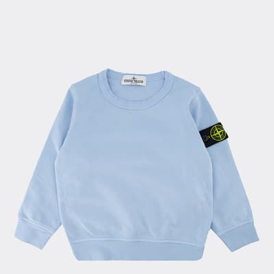 Pale BlueCrew Neck Cotton Fleece Sweatshirt