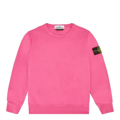 Pink Crew Neck Cotton Fleece Sweatshirt