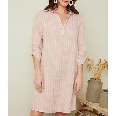 Pale Pink Linen Shirt Dress