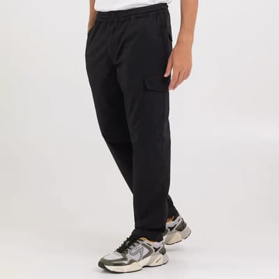 Black Cotton Blend Cargo Joggers