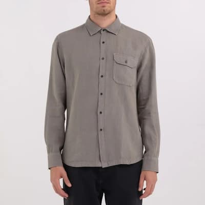 Grey Regular Fit Linen Shirt