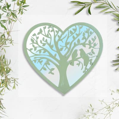 Heart Love Birds Mirror - Sage Green