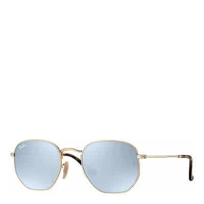 Blue Hexagonal Flat Sunglasses 51mm