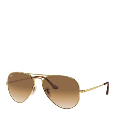 Brown Aviator Metal II Sunglasses 55mm