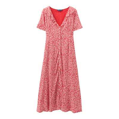 Red Floral Cotton Dress