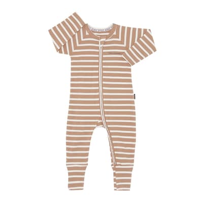 Taupe Stripe Wide Needle Cotton Blend  Wondersuit