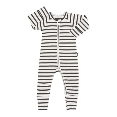 White/Black Stripe Wide Needle Cotton Blend Wondersuit