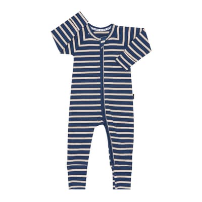 Navy Stripe Wide Needle Cotton Blend Wondersuit