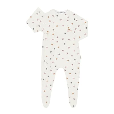 White Heart Newbies Cotton Blend Zip Suit