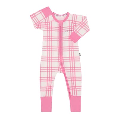 Pink Check Zip Cotton Blend Wondersuit