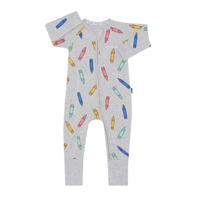 Grey Crayon Zip Cotton Blend Wondersuit