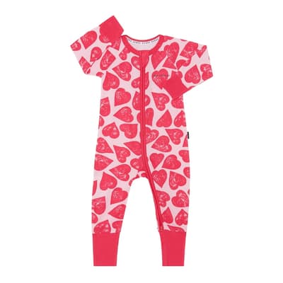 Pink Heart Zip Cotton Blend Wondersuit