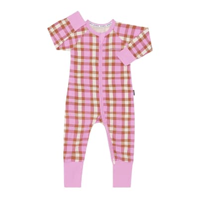 Pink Check Zip Cotton Blend Wondersuit