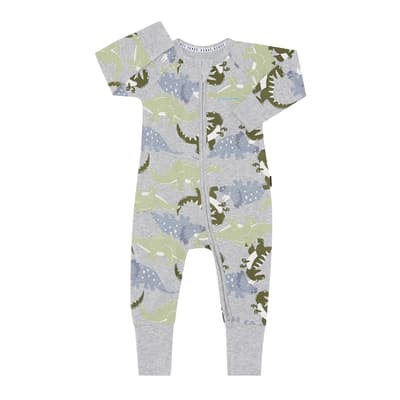 Grey Dinosaur Zip Cotton Blend Wondersuit