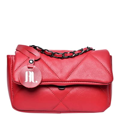 Red Leather Top Handle Bag