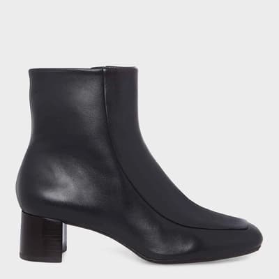 Navy Ottilie Leather Ankle Boots