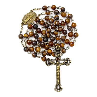 18K Gold Spiritual Gemstone Rosary Necklace