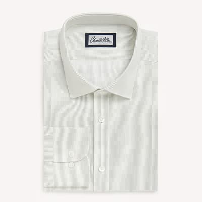 Green Stripe Regular Fit Cotton Shirt