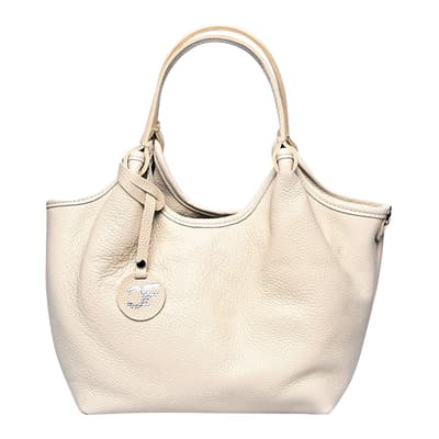 Beige Italian Leather Shoulder Bag