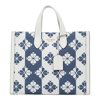 Halo White Flower Two-Tone Canvas Manhattan Large Tote