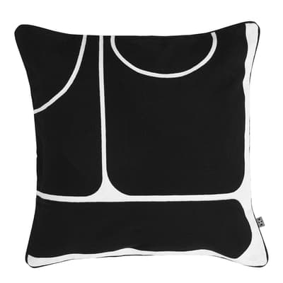 Sabrosa Cushion 50x50cm, Black on White