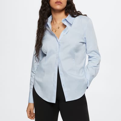 Pale Blue Essential Cotton-Blend Shirt