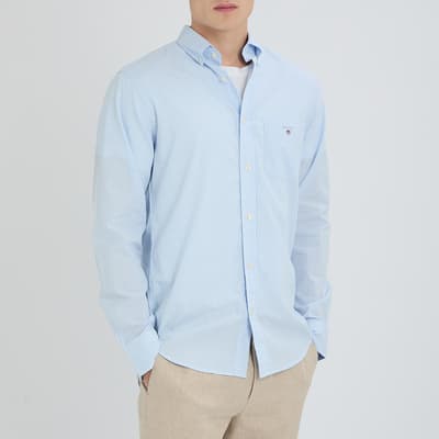 Blue Striped Poplin Cotton Shirt