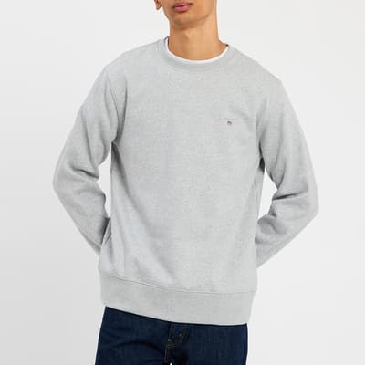 Grey Regular Fit Cotton Blend Crew Neck Sweatshirt