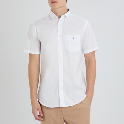 White Poplin Short Sleeve Cotton Shirt